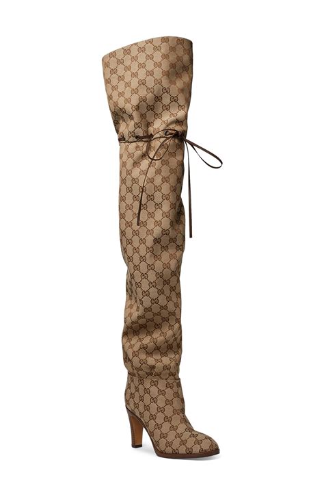 original gg canvas over the knee boot gucci|Gucci boots snake bottom.